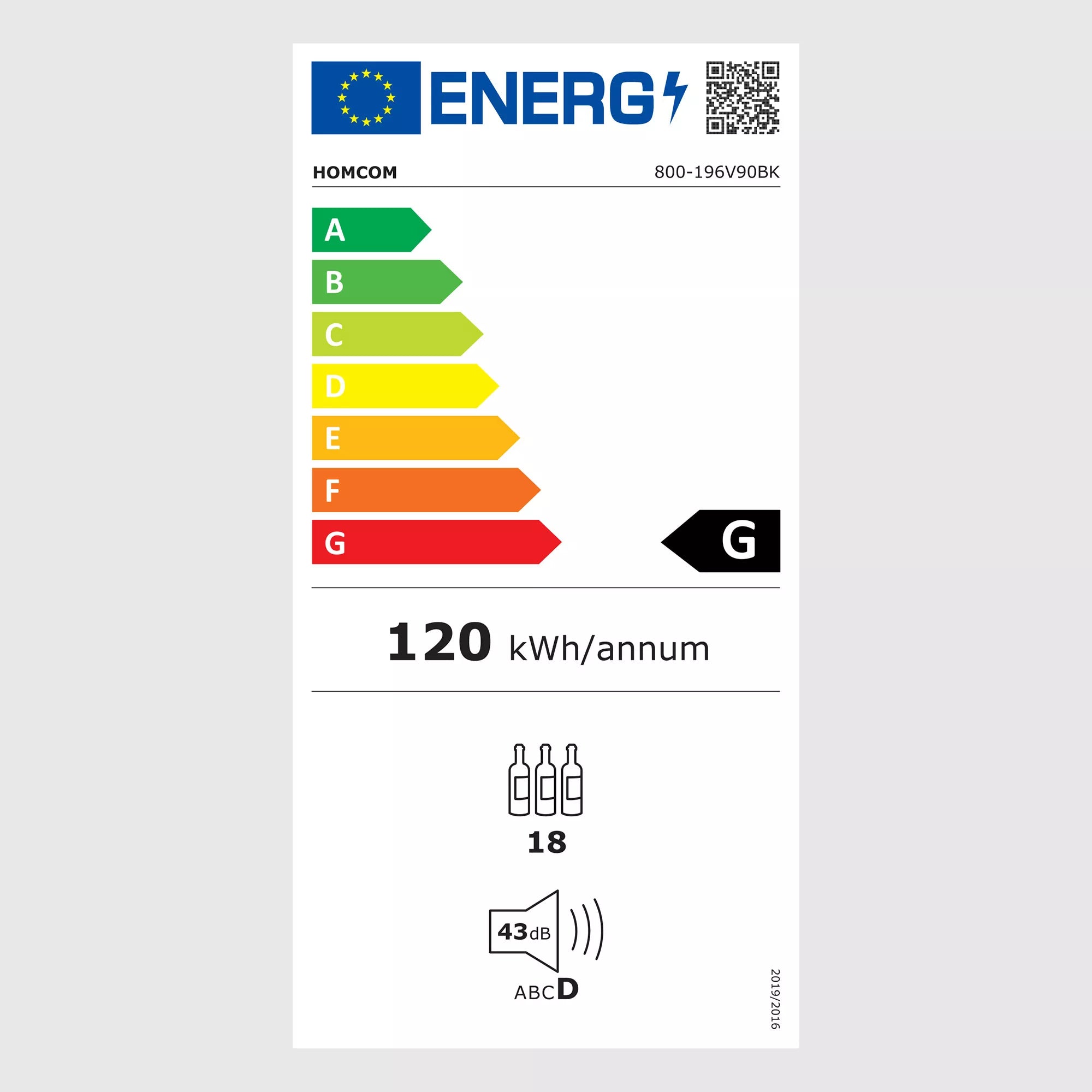 Vyno šaldytuvo energijos klasės etiketė