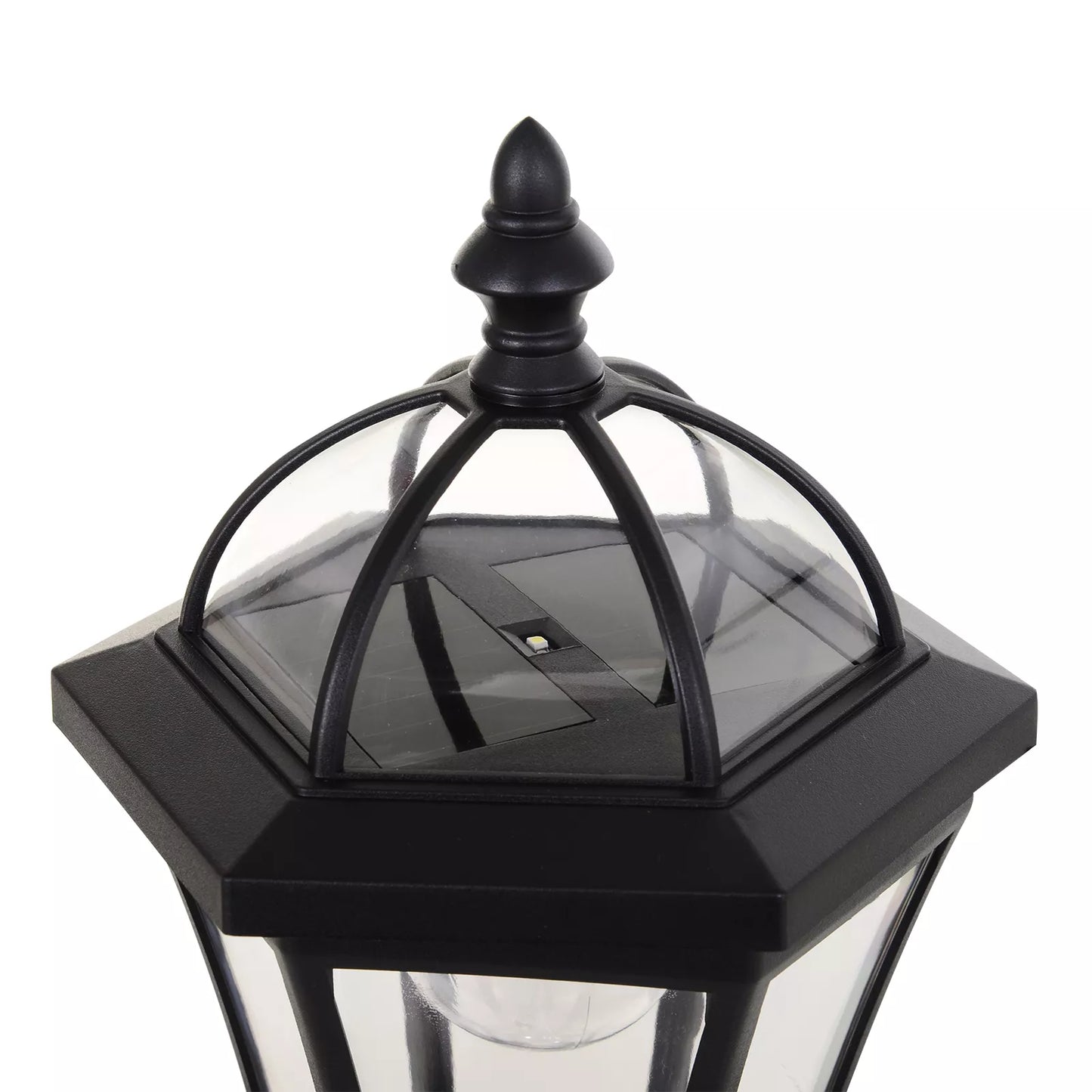 Saulės sodo žibintas 2 vnt. rinkinys, atsparus oro sąlygoms kelio šviestuvas, 129 cm aukščio, su LED, 6 val. apšvietimas, IP44, lauko saulės šviestuvas, juodas