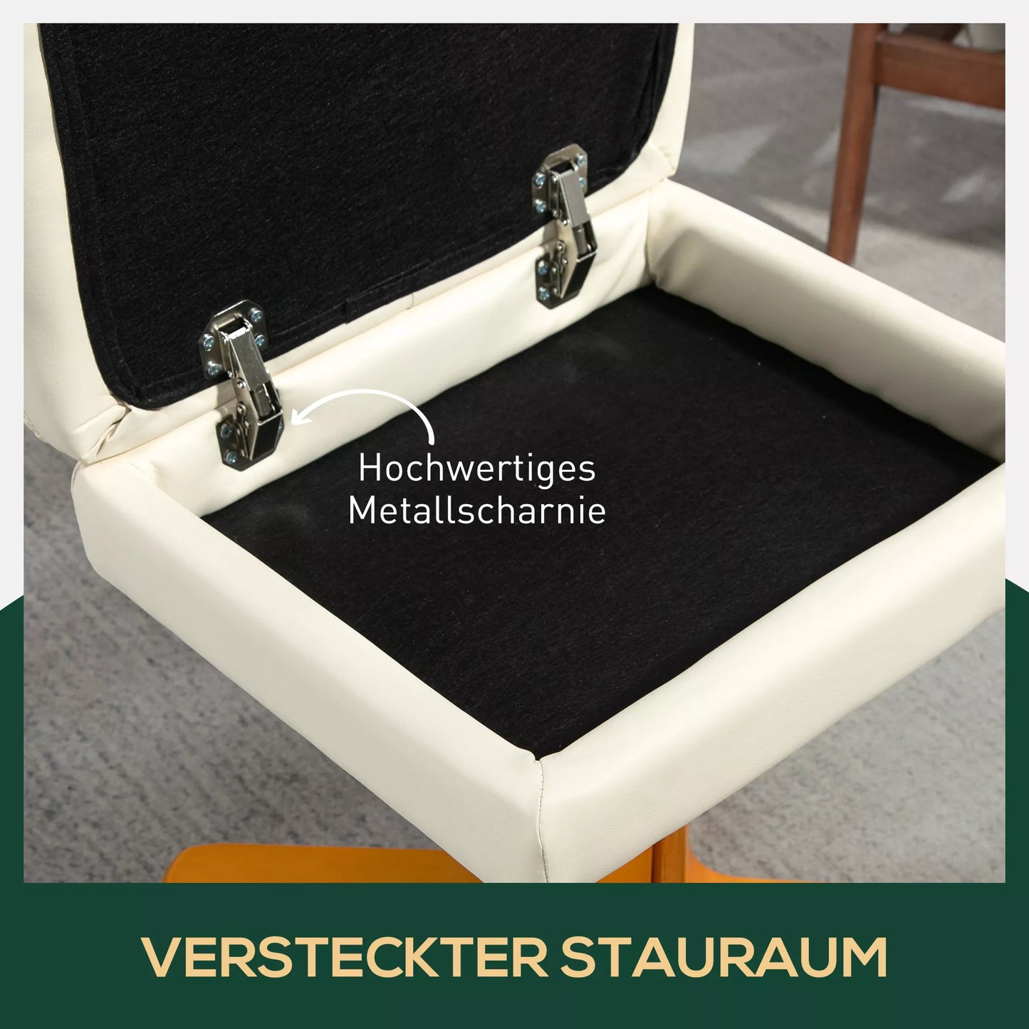 Krėslas su pakoja, atlošiamas 145°, sukamas 360°, dirbtinė oda, kreminės baltos spalvos