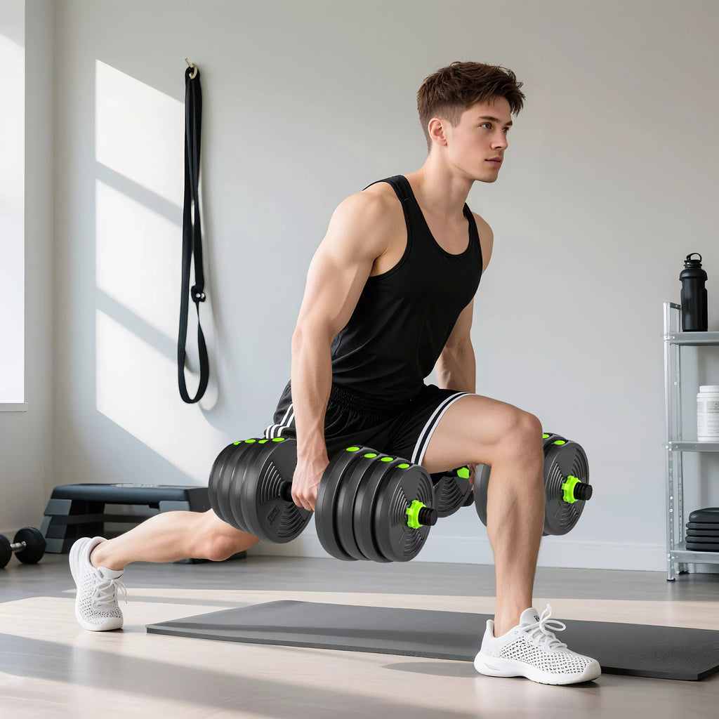 Reguliuojamas hantelių rinkinys 30 kg Hantelių rinkinys Trumpieji hanteliai Ilgieji hanteliai Hantelių rinkinys jėgos treniruotėms