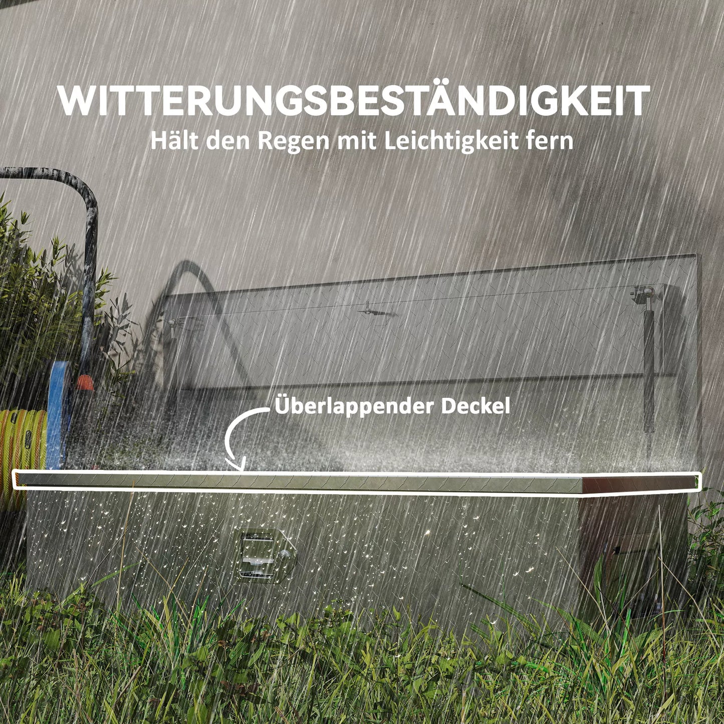 HOMCOM Stabili aliumininė laikymo dėžė su šoninėmis rankenomis, spyna ir raktais, įrankių dėžė, 99 x 33 x 25,5 cm