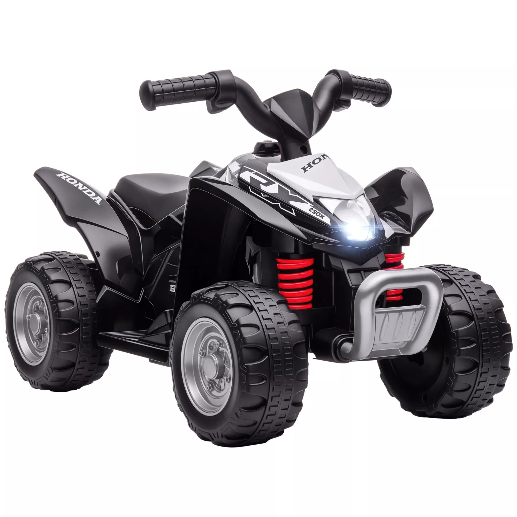 Elektrinis keturratis, vaikų keturratis, 2,8 km/h, LED žibintai, skirtas 1,5–3 metų vaikams, juodos spalvos, 65,5 x 38,5 x 43,5 cm