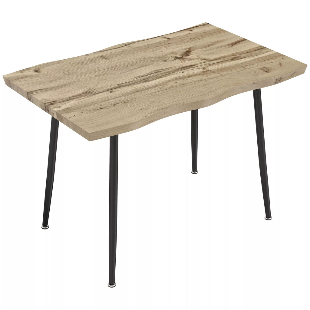 Ąžuolo imitacijos valgomasis stalas 4 asmenims, stačiakampis virtuvės stalas, plienas, laminuota plokštė 110 cm, ąžuolo