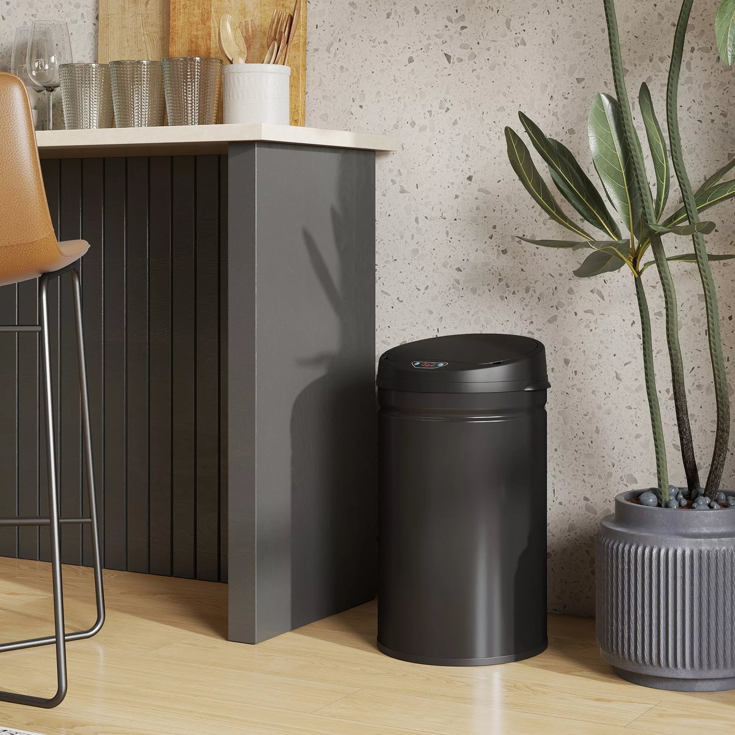 30 litrų sensorinis šiukšliadėžė su švelnaus uždarymo funkcija, bekontaktis nerūdijančio plieno šiukšlių kibiras higieninei virtuvei