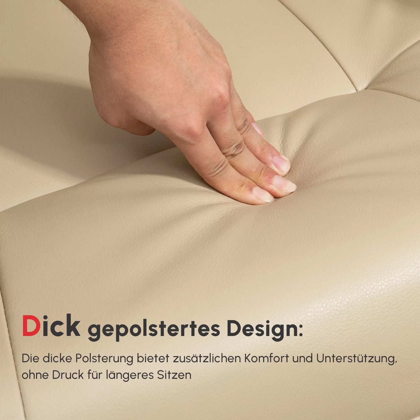 Krėslas su relaksacijos funkcija, reguliuojamas, su gulėjimo funkcija, iki 120 kg, dirbtinė oda, 78 x 87 x 100 cm, kreminės spalvos