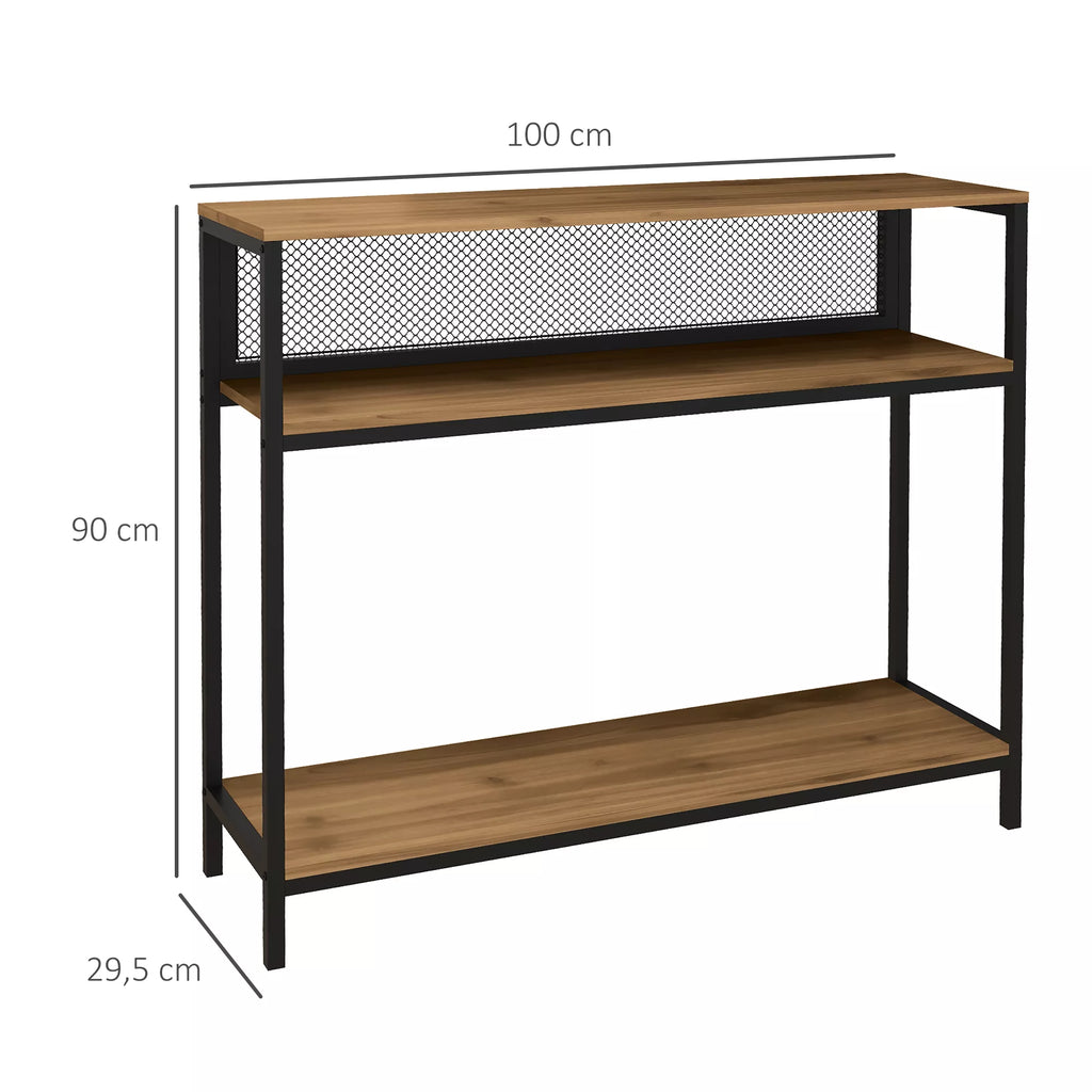 Konsolinis staliukas, industrinio stiliaus ir kompaktiškas, metalas/LDF, 100x29,5x90 cm
