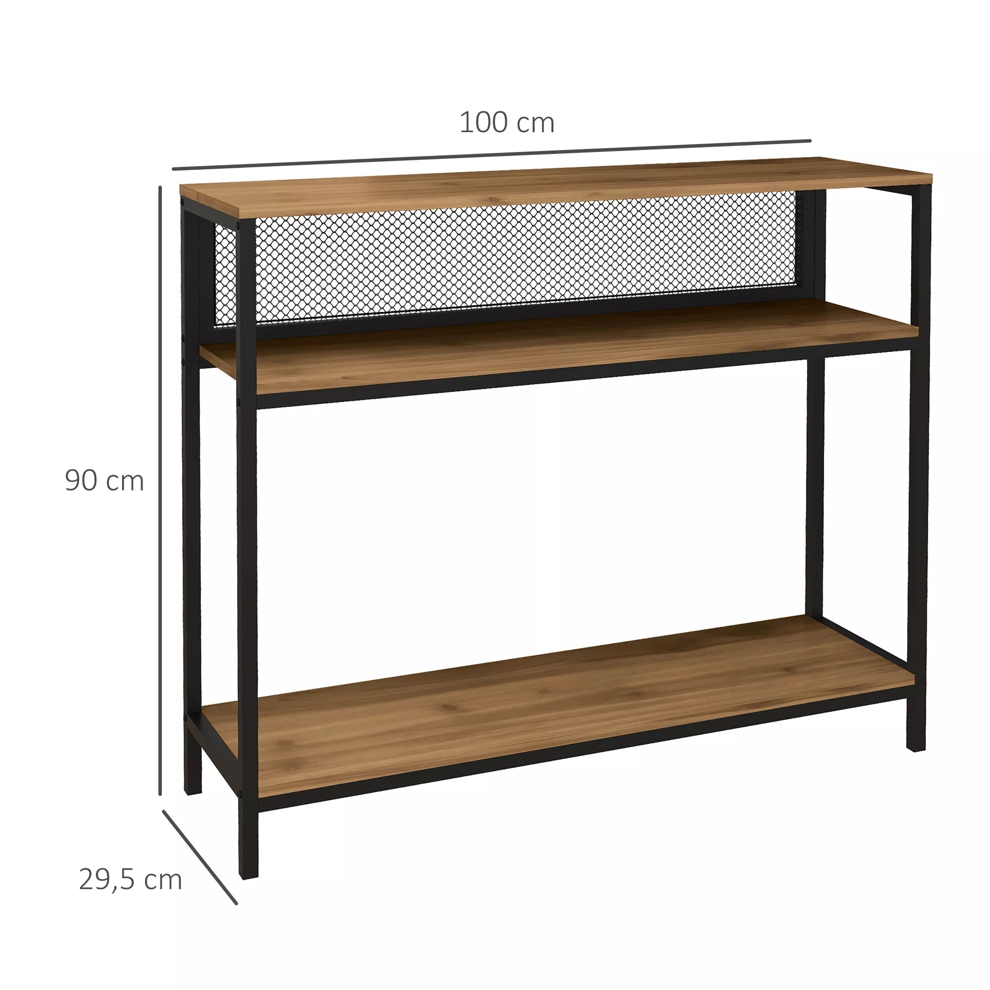 Konsolinis staliukas, industrinio stiliaus ir kompaktiškas, metalas/LDF, 100x29,5x90 cm