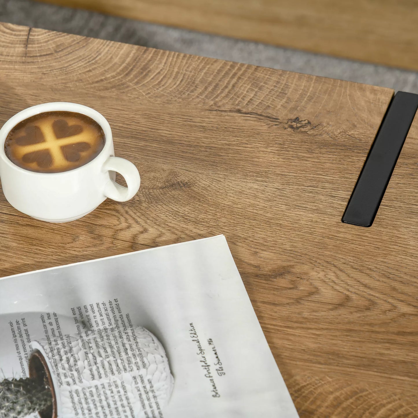 Kavos staliukas pramoninio dizaino 105 cm x 60 cm x 42 cm Juoda + Ruda