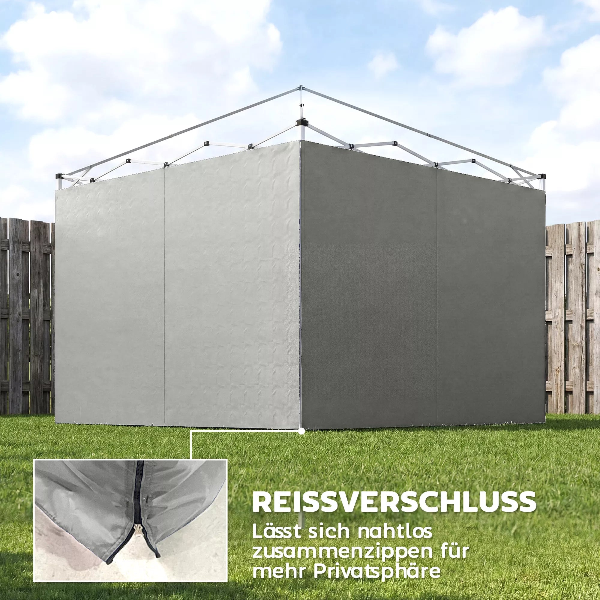 3 dalių rinkinys Šoninės dalys su užtrauktuku 3 x 3 m paviljonui, šviesiai pilkos spalvos