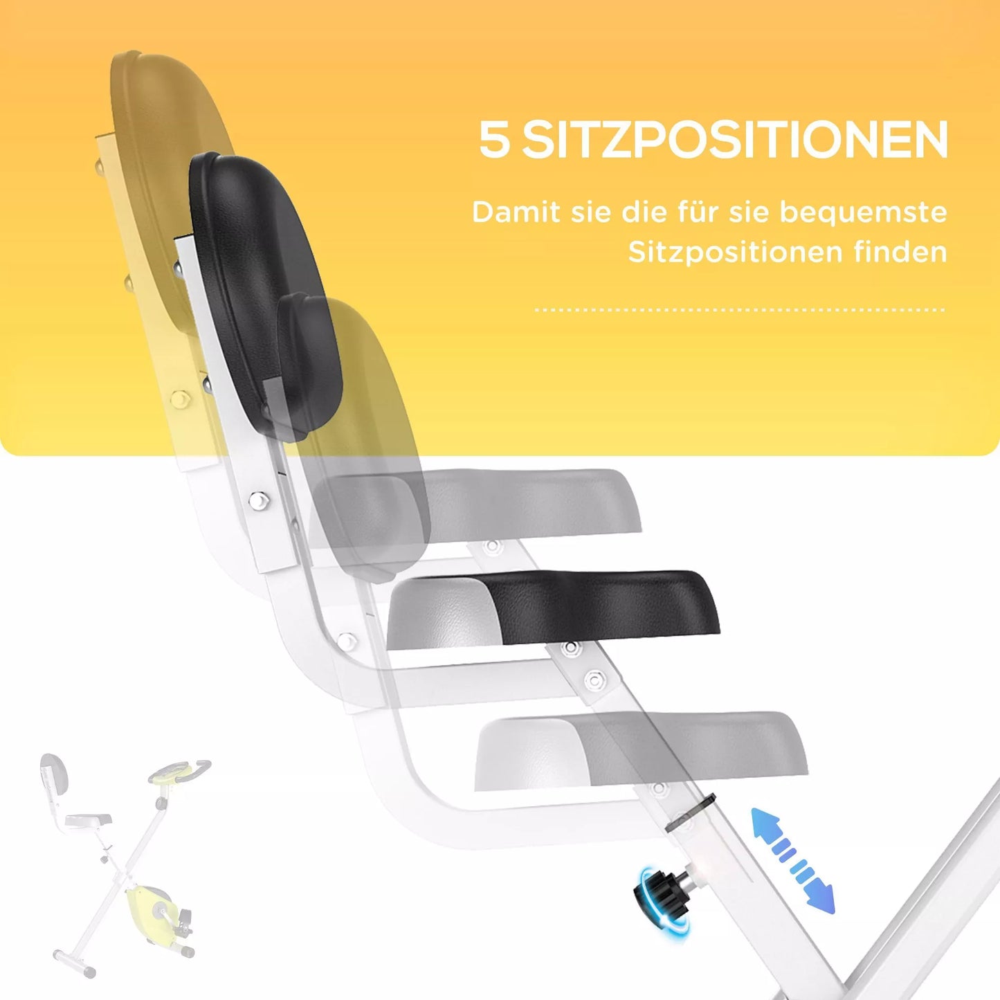 Sulankstomas magnetinis namų treniruoklis dviratis su LCD ekranu, 8 lygių reguliuojamu magnetiniu pasipriešinimu, kompaktiškas fitneso dviratis namams Geltonas+Baltas