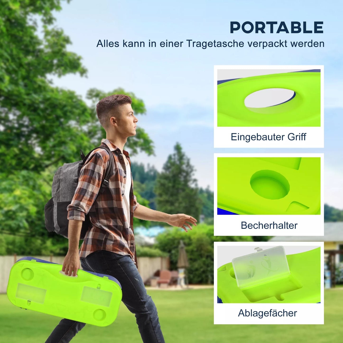 Badmintono ir tinklinio tinklo komplektas, 3 dalių, 400 cm x 22,4 cm x 155 cm, Juoda + Mėlyna + Žalia