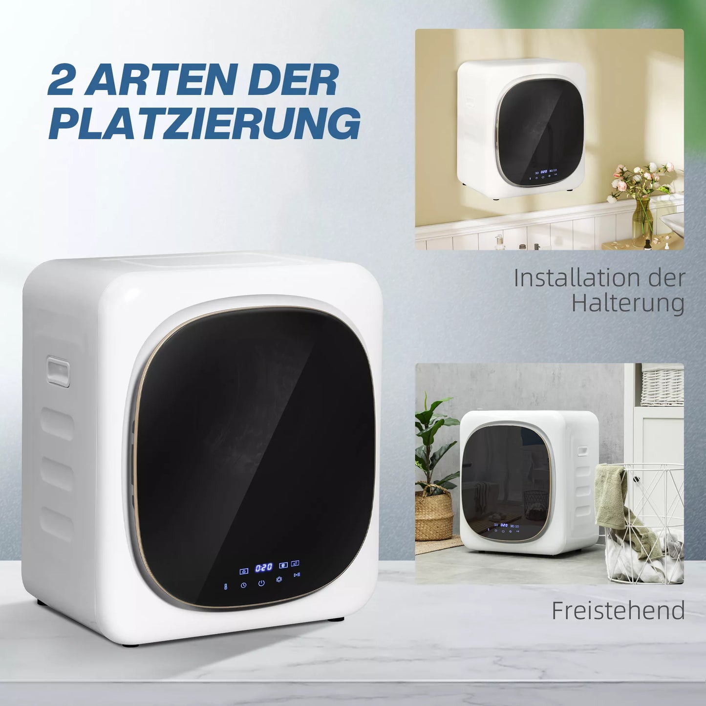 Skalbinių džiovintuvas su UV dezinfekcija, kompaktiškas dizainas, 4 kg talpa, nerūdijančio plieno, baltas