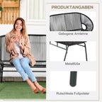 Rattaninis fotelis Boho stiliaus poilsio fotelis, 132 cm x 72 cm x 83 cm, juodas