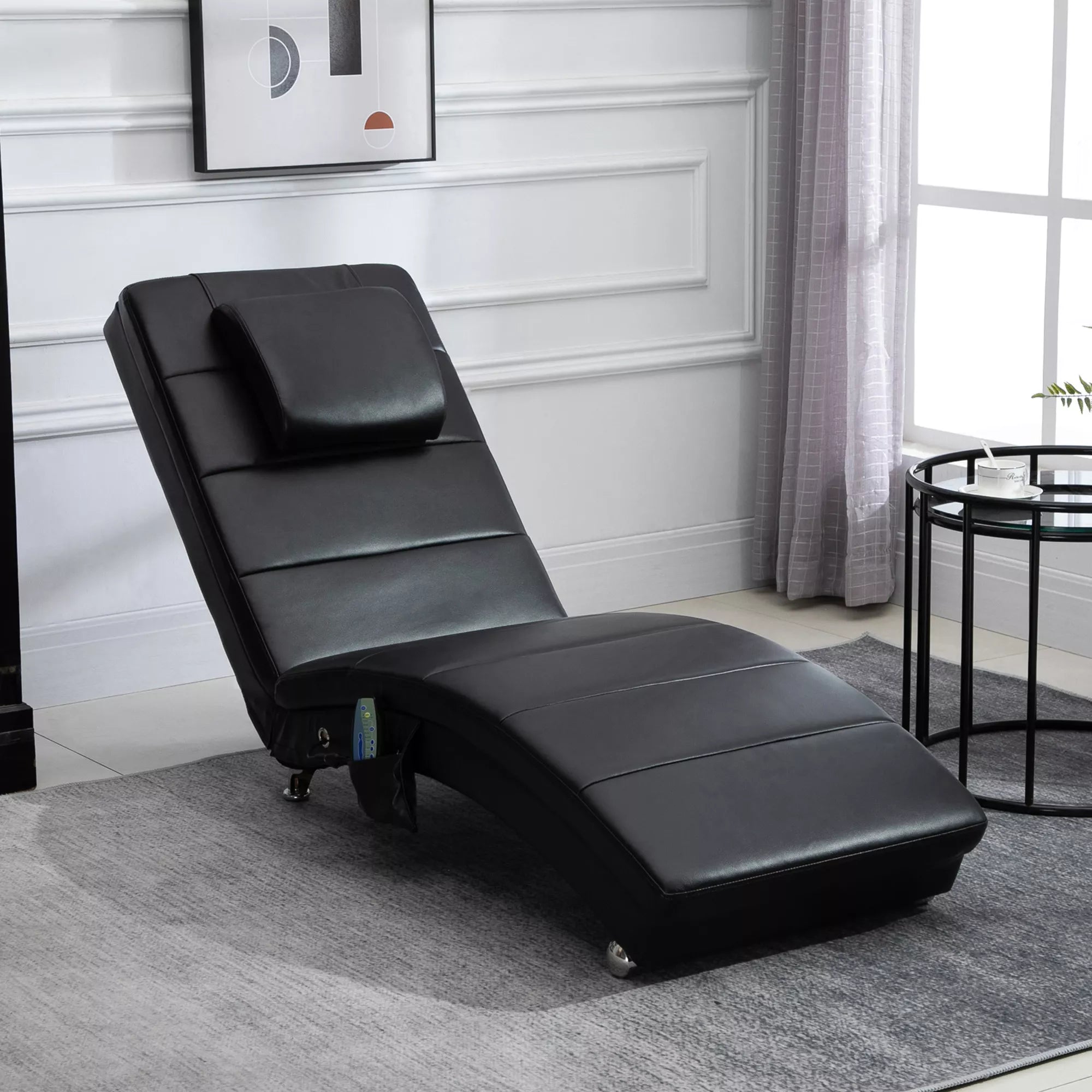 Relax kėdė su masažo funkcija Poilsio kėdė Ergonomiška aukšta atlošimo dalis, su masažo funkcija ir pagalvėlėmis su Zero-G dizainu Poilsio kėdė Dirbtinė oda Metalas Putplastis Juoda 58 x 163 x 87 cm
