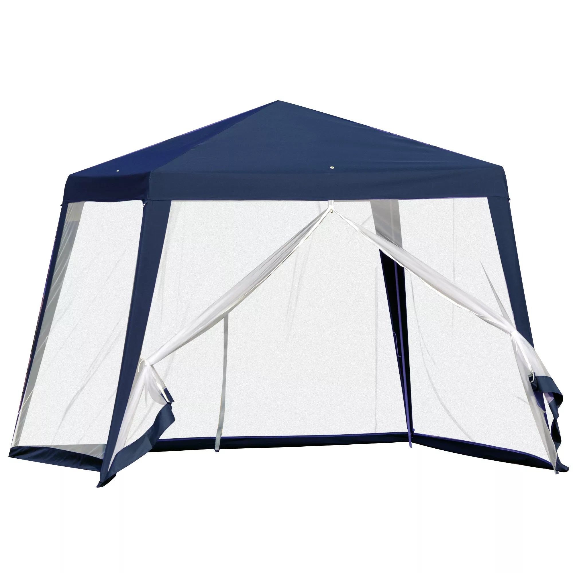 Sodo paviljonas, šventinis paviljonas, vakarėlių palapinė, atspari oro sąlygoms, su moskitine tinklele, metalas + poliesteris, mėlyna, 3 x 3 m