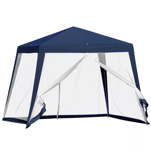 Sodo paviljonas, šventinis paviljonas, vakarėlių palapinė, atspari oro sąlygoms, su moskitine tinklele, metalas + poliesteris, mėlyna, 3 x 3 m