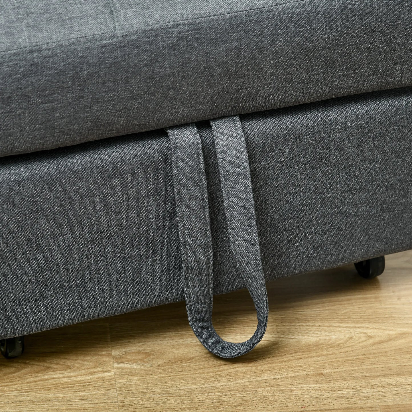 Patogus atlošiamasis fotelis-lova 3-in-1 fotelis, modernus, iki 150 kg, lininės išvaizdos, su pagalvėle, 65,5 x 104 x 81 cm, tamsiai pilkas