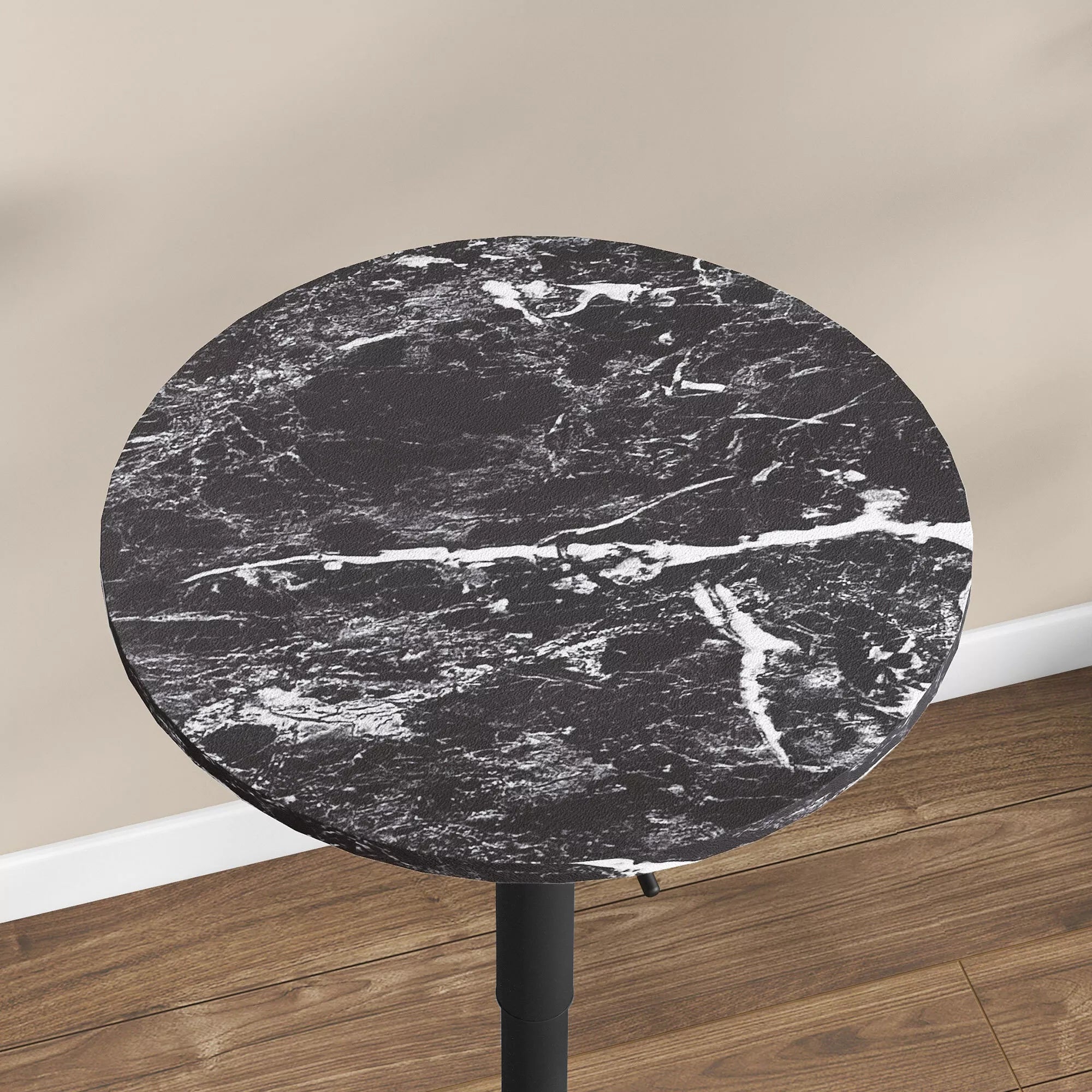 Baras 2 asmenims, reguliuojamas aukštis, marmuro imitacija, 60 x 60 x 68–93,5 cm, juodas