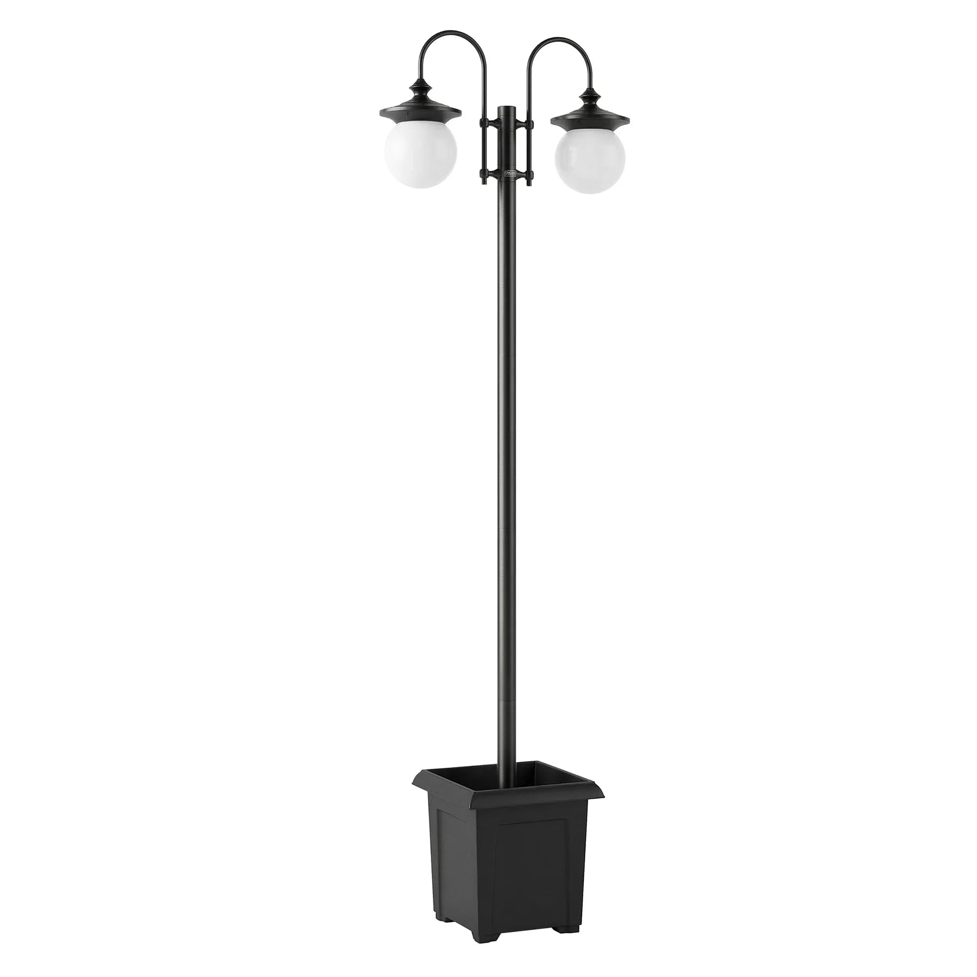 Saulės energijos sodo žibintas su vazonu, reguliuojamas, 182 cm, juodas