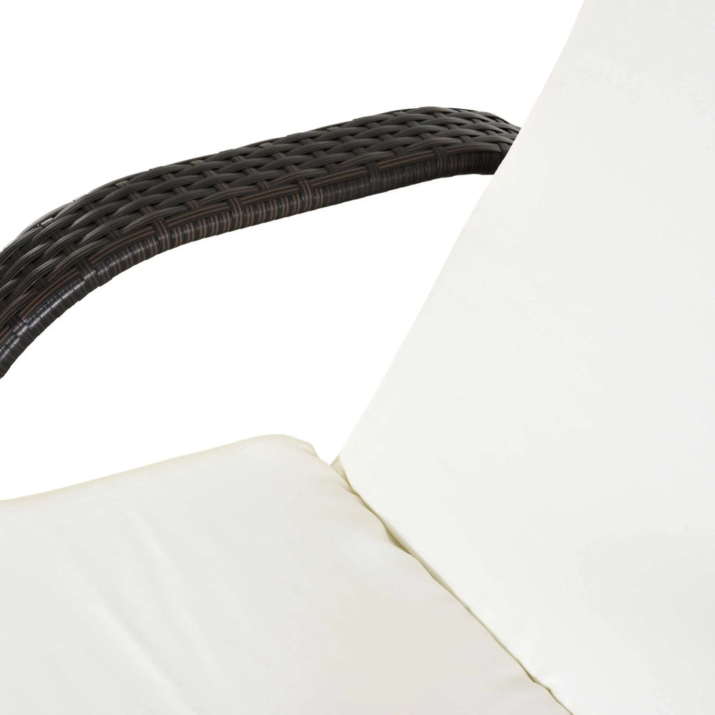 Saulės gultas Polyrattan sodo gultas su 5 pakopų reguliuojamu atlošu, paminkštintu užvalkalu, ratukais, pagalvėmis, 160 kg apkrova Poilsio gultas Sodo gultas, 200x73x30-103 cm, kavos rudos spalvos