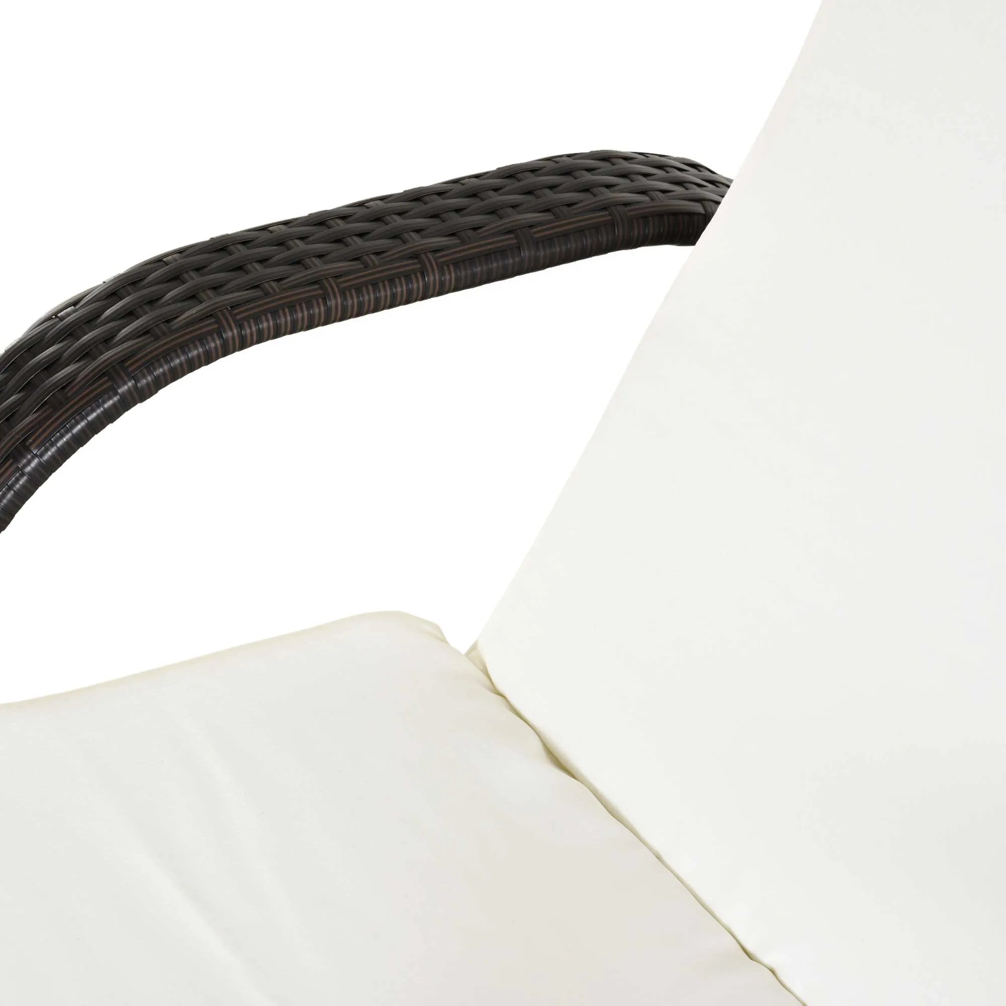 Saulės gultas Polyrattan sodo gultas su 5 pakopų reguliuojamu atlošu, paminkštintu užvalkalu, ratukais, pagalvėmis, 160 kg apkrova Poilsio gultas Sodo gultas, 200x73x30-103 cm, kavos rudos spalvos