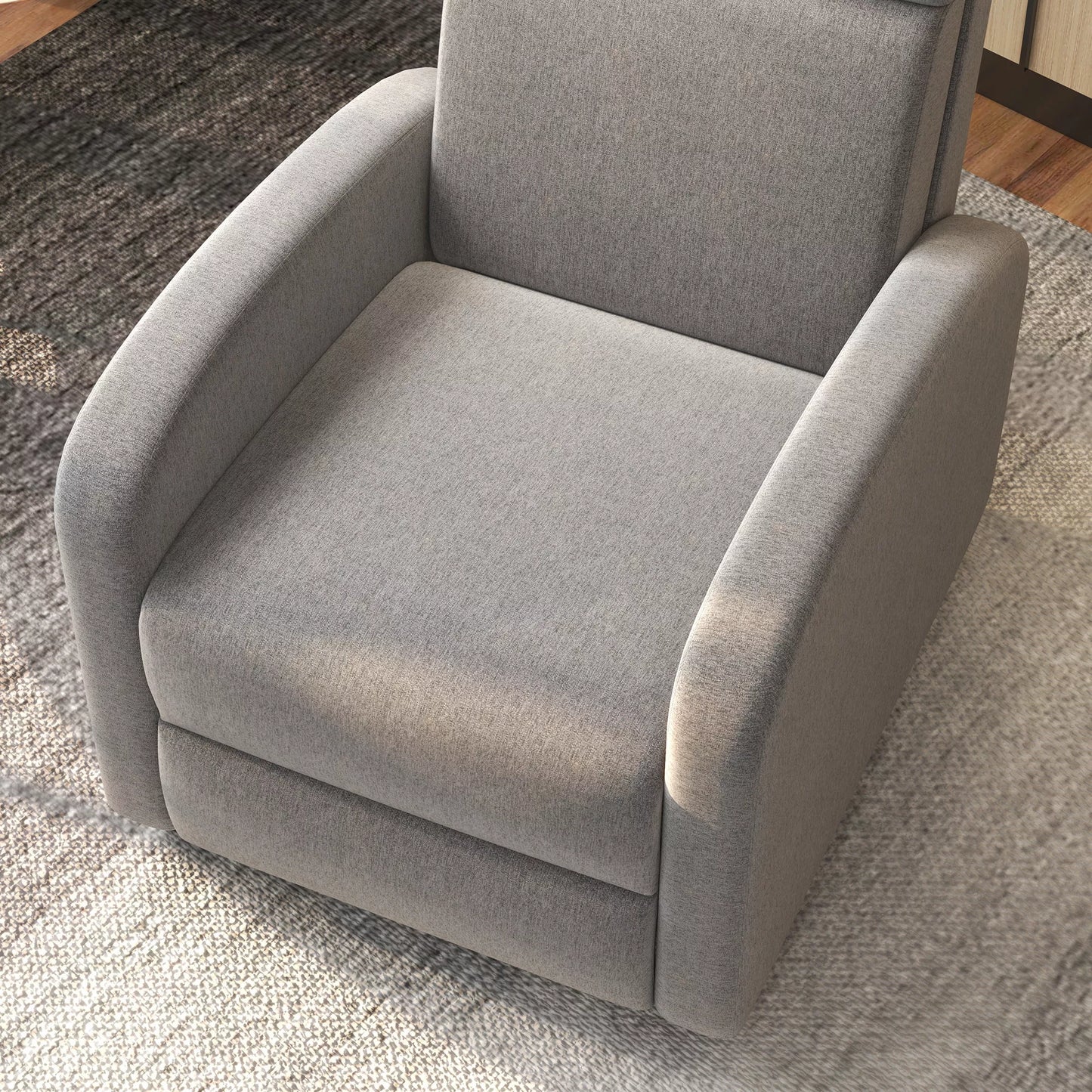 Krėslas poilsiui ir TV, išlankstoma kojų atrama, atlošiamas iki 160°, 64 x 86 x 102 cm, pilkos spalvos