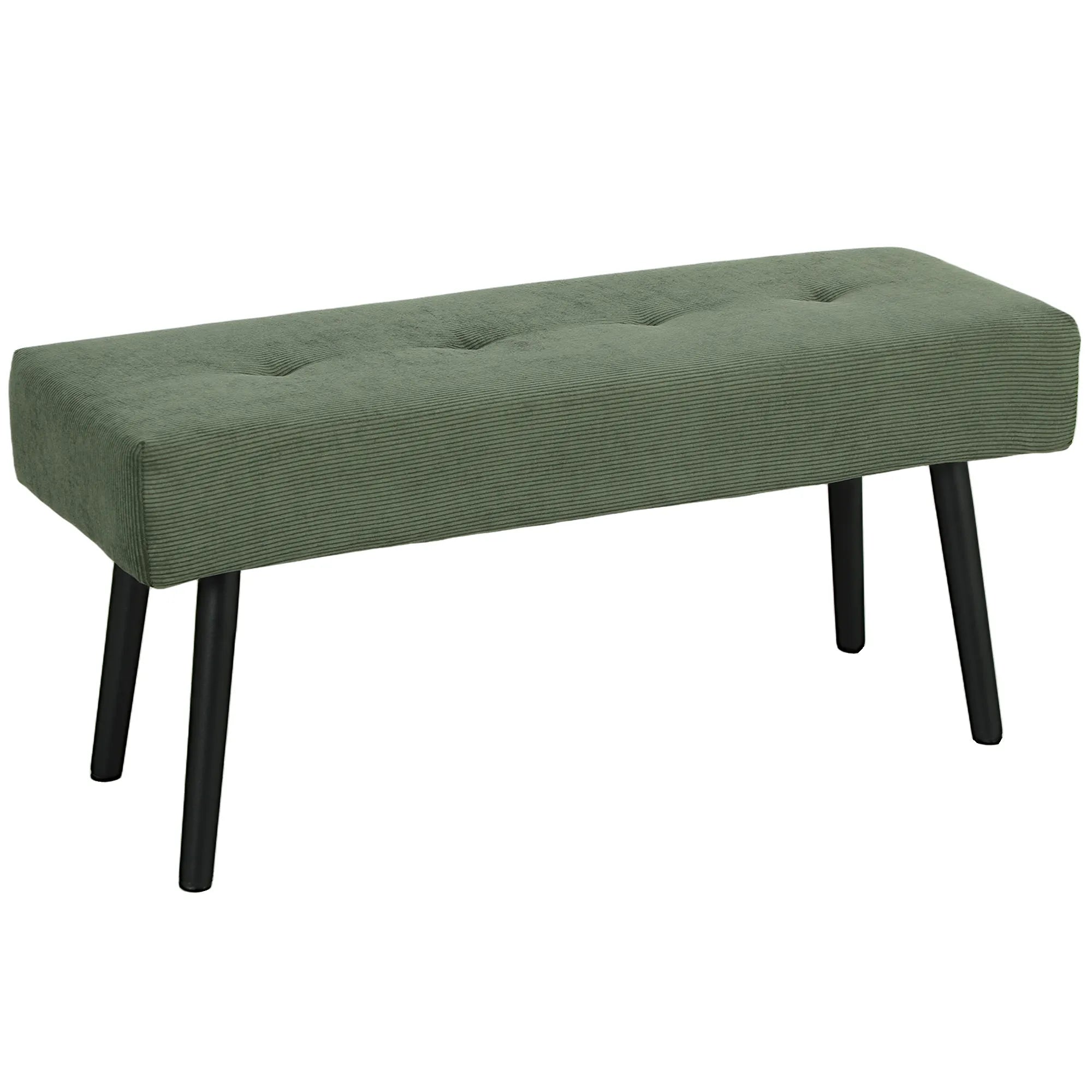 Sėdima bankelė su korduroviniu audiniu ir metalinėmis kojomis, žalia, 100 x 36 x 45 cm