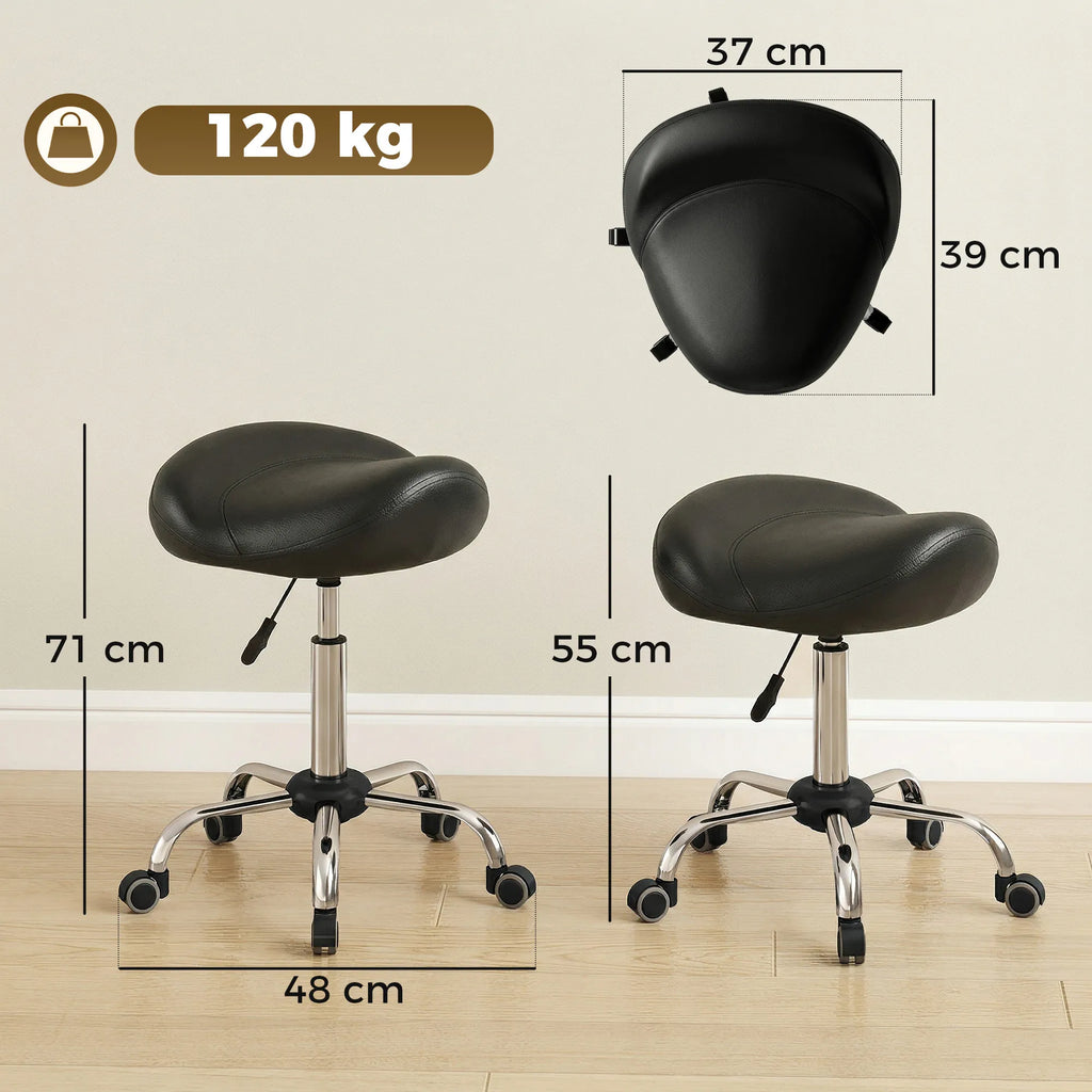 Sėdimas balnas kėdė reguliuojamu aukščiu iki 120 kg, juoda