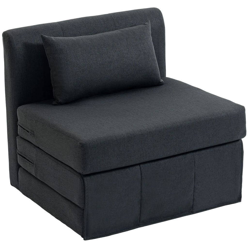 Sėdimas fotelis lova 2-in-1 sulankstomas 80x75 cm tamsiai pilkas