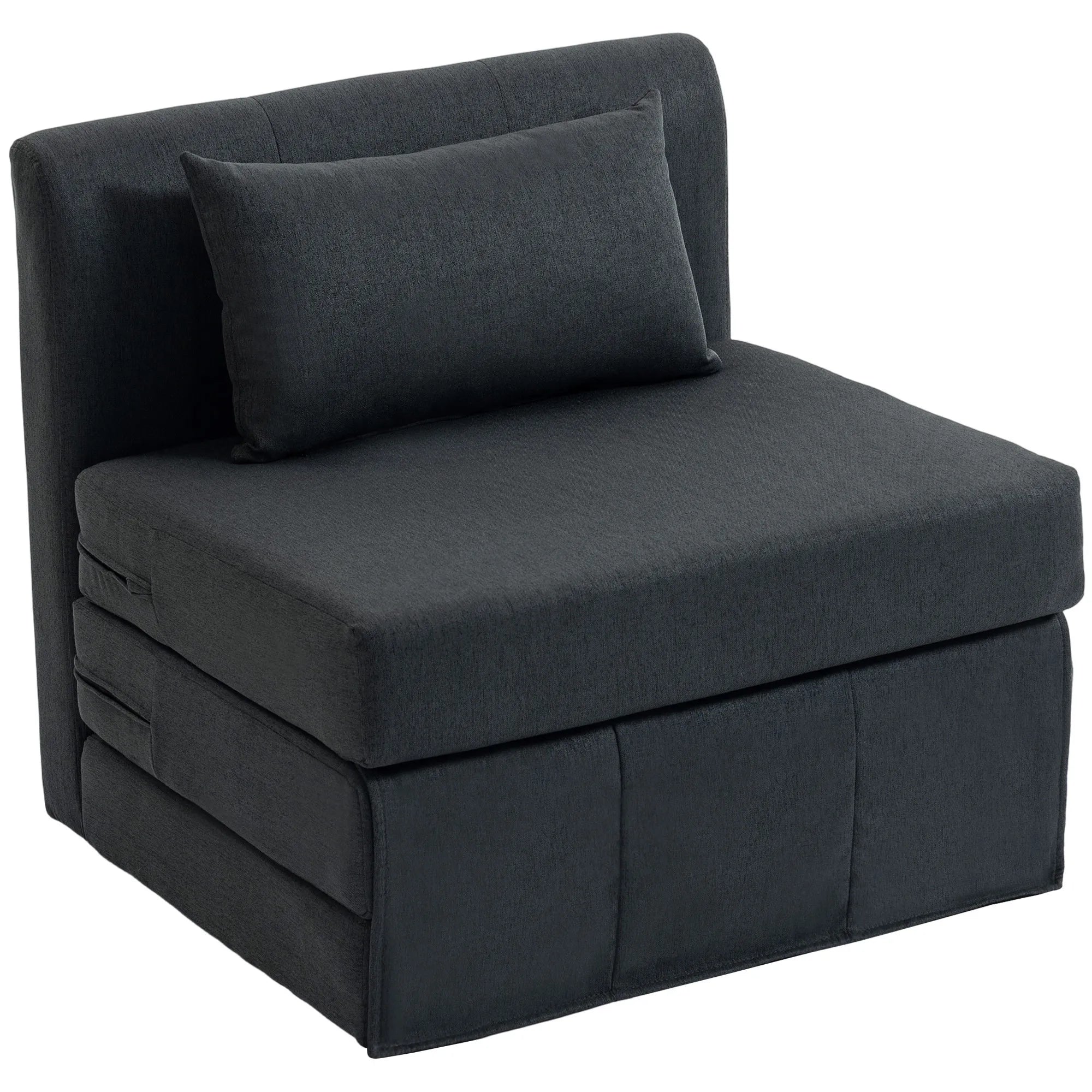 Sėdimas fotelis lova 2-in-1 sulankstomas 80x75 cm tamsiai pilkas