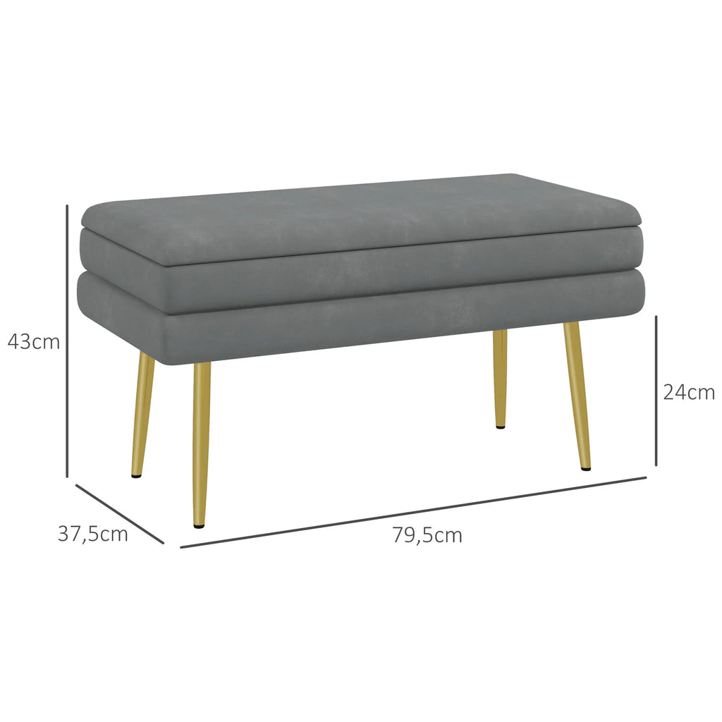Sėdimoji sofa, su daiktų laikymo vieta, plieninė, 79,5 cm x 37,5 cm x 43 cm, tamsiai pilka