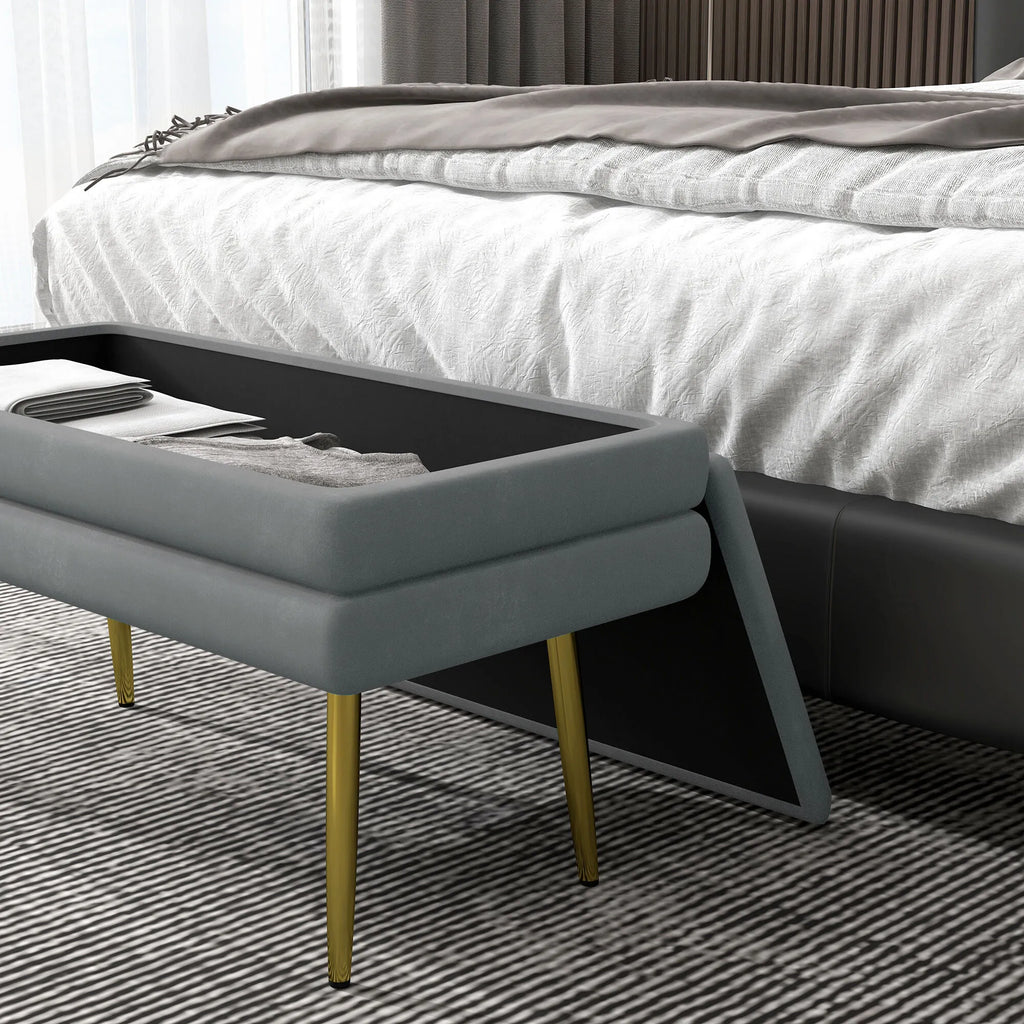 Sėdimoji sofa, su daiktų laikymo vieta, plieninė, 79,5 cm x 37,5 cm x 43 cm, tamsiai pilka