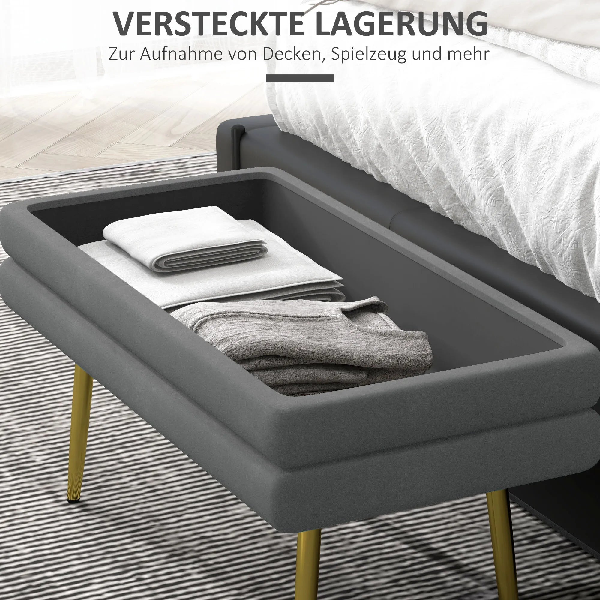 Sėdimoji sofa, su daiktų laikymo vieta, plieninė, 79,5 cm x 37,5 cm x 43 cm, tamsiai pilka