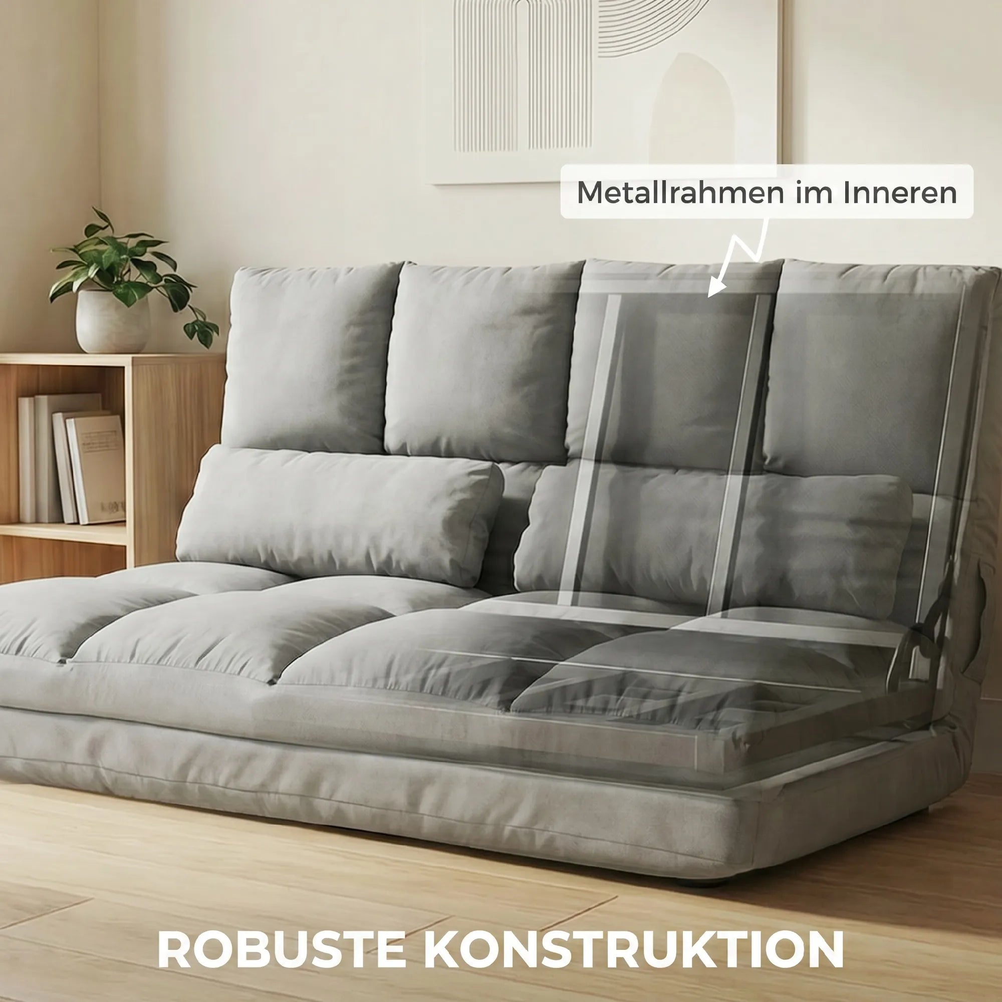 Sėdmaišis grindų fotelis, reguliuojamas, pilkas