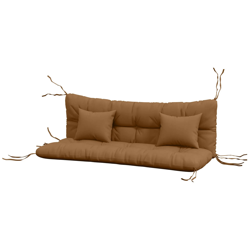 Sėdynės pagalvėlių komplektas, 4 vnt., 150 × 50 × 10 cm, vandenį atstumiančios, rudos