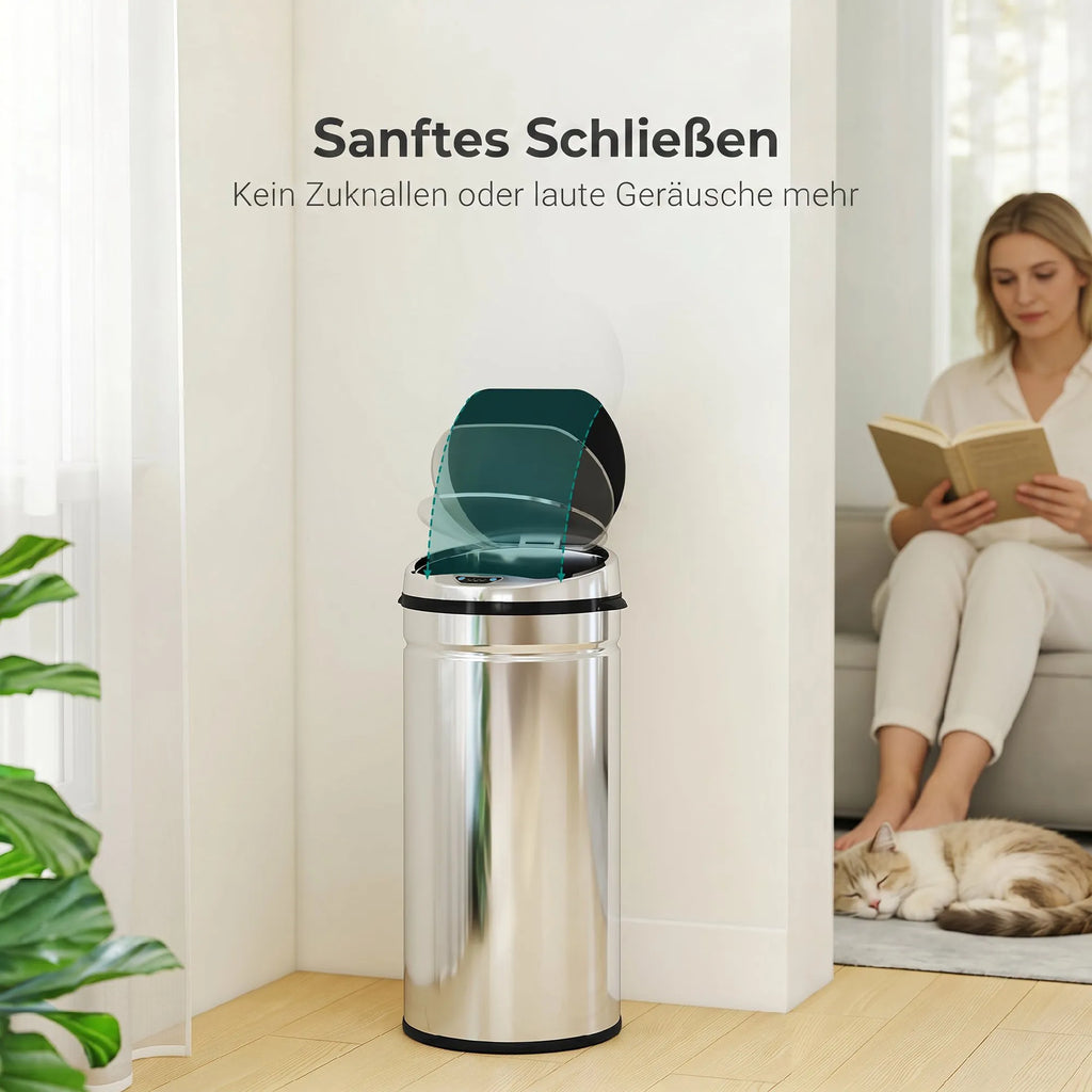 Sensorinė šiukšliadėžė 42 l, automatinė, nerūdijančio plieno, sidabrinė
