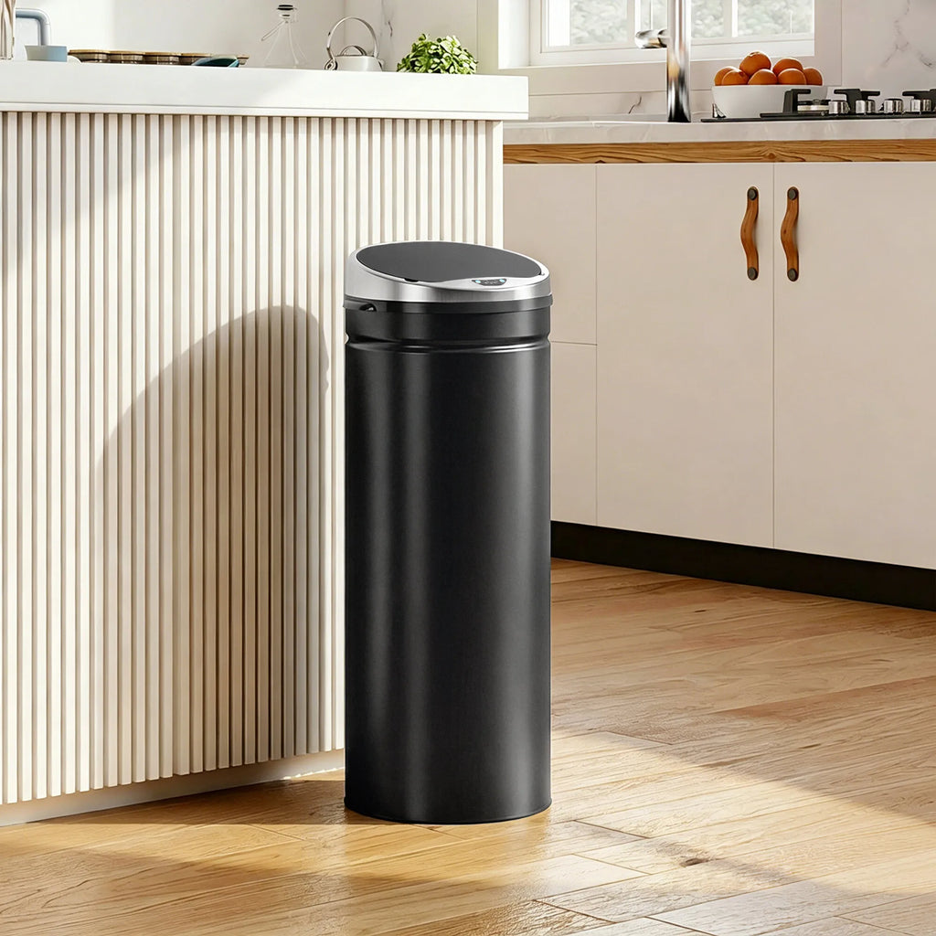 Sensorinė šiukšliadėžė 50 l, automatinė atliekų dėžė, juoda