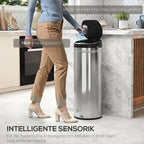 Sensorinė šiukšliadėžė 50 L, automatinė, nerūdijančio plieno, sidabrinė