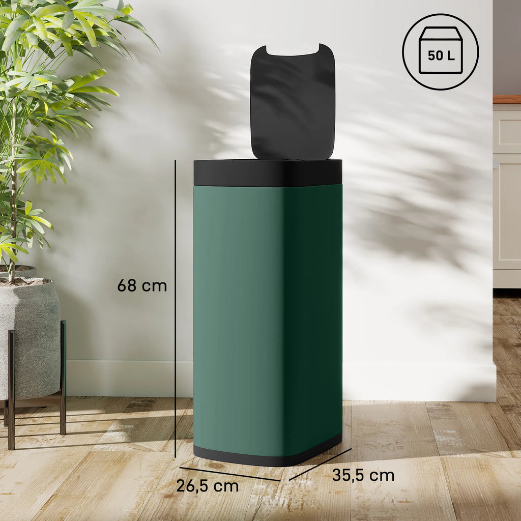 Sensorinė šiukšliadėžė 50 l, bekontaktė, tamsiai žalia