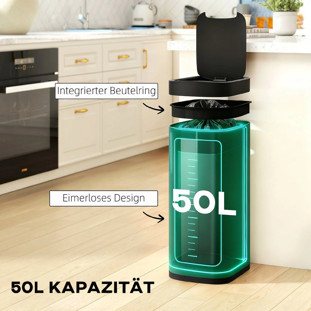 Sensorinė šiukšliadėžė 50 l, bekontaktė, tamsiai žalia