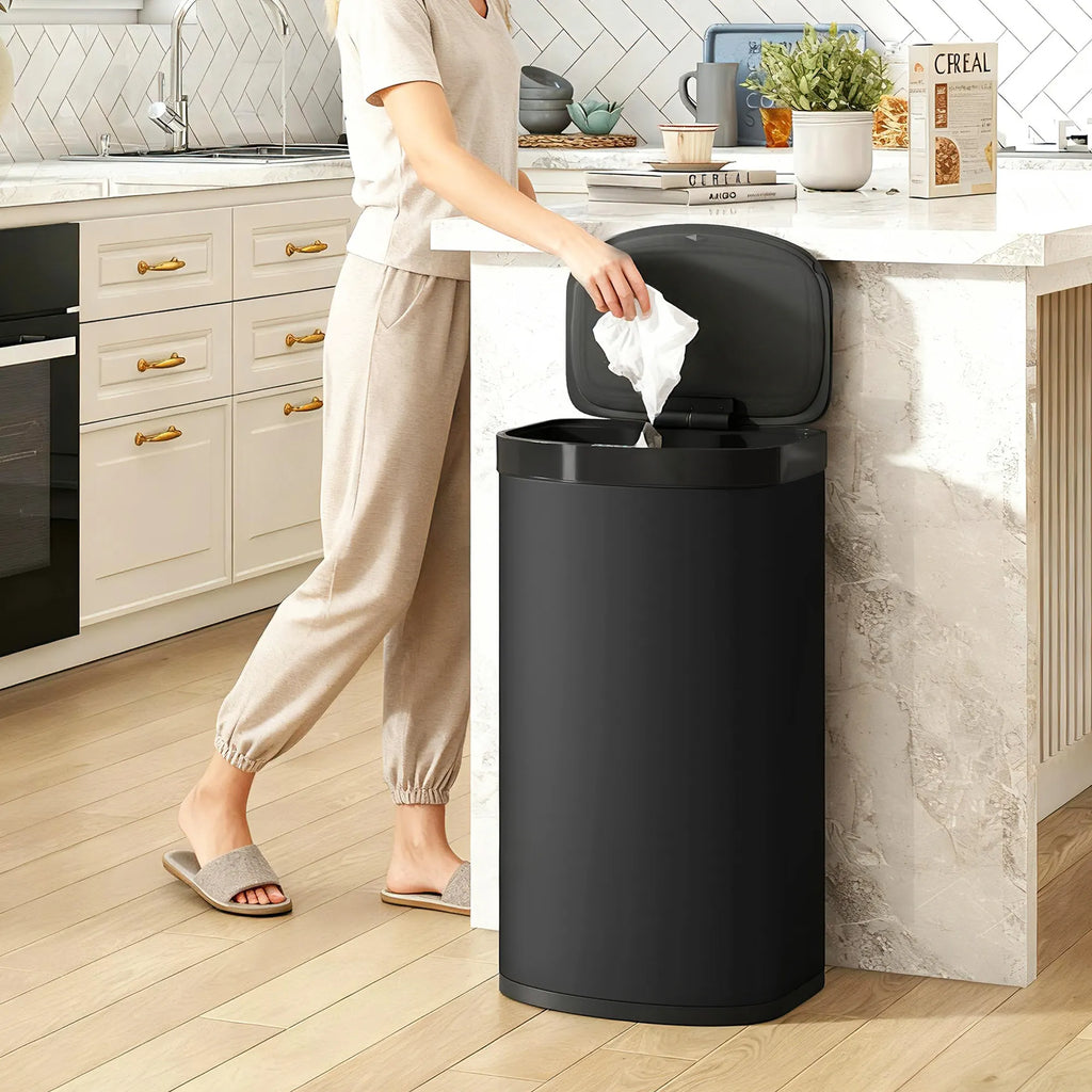 Sensorinė šiukšliadėžė 55 l su „soft-close“ dangčiu, juoda