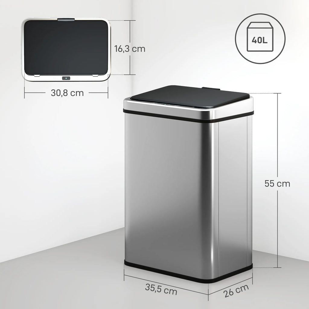 Sensorinė šiukšliadėžė automatinė, 40L, sidabrinė