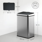 Sensorinė šiukšliadėžė automatinė, 40L, sidabrinė