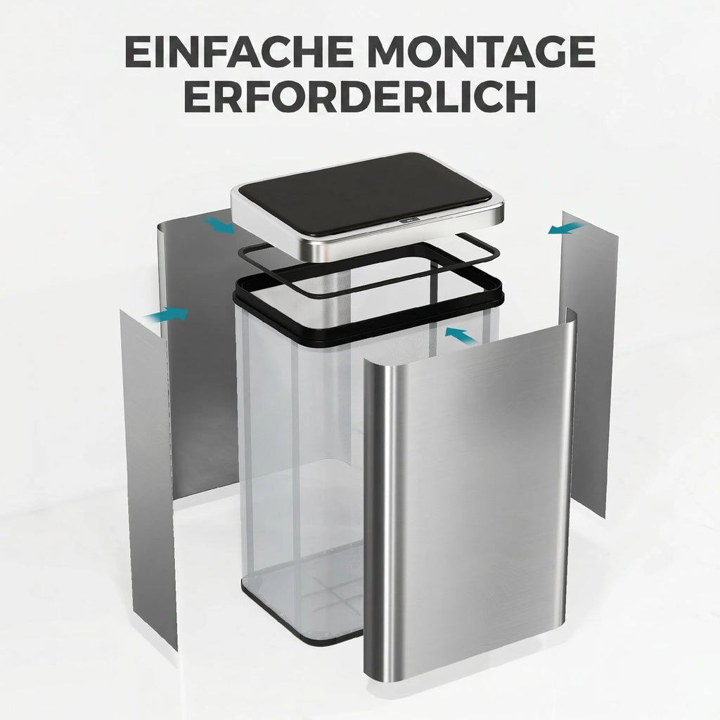Sensorinė šiukšliadėžė automatinė, 40L, sidabrinė