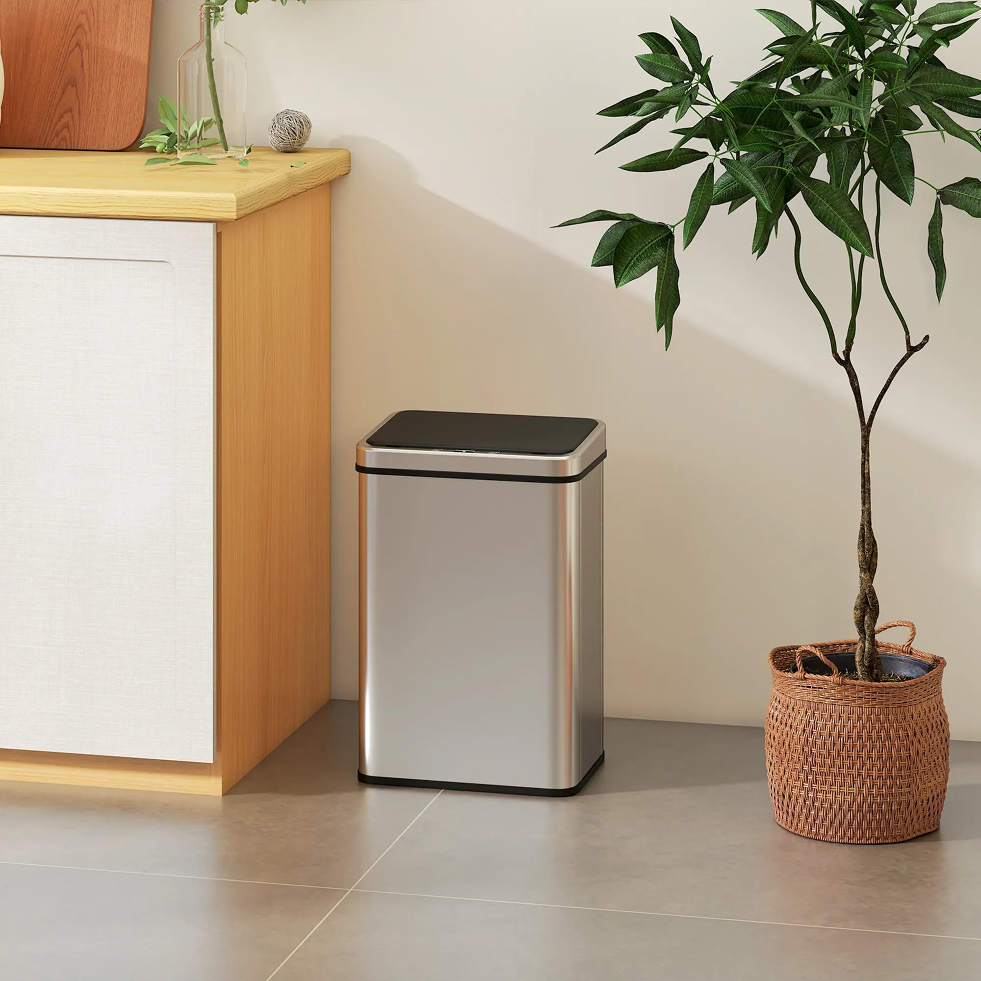 Sensorinė šiukšliadėžė automatinė, 40L, sidabrinė