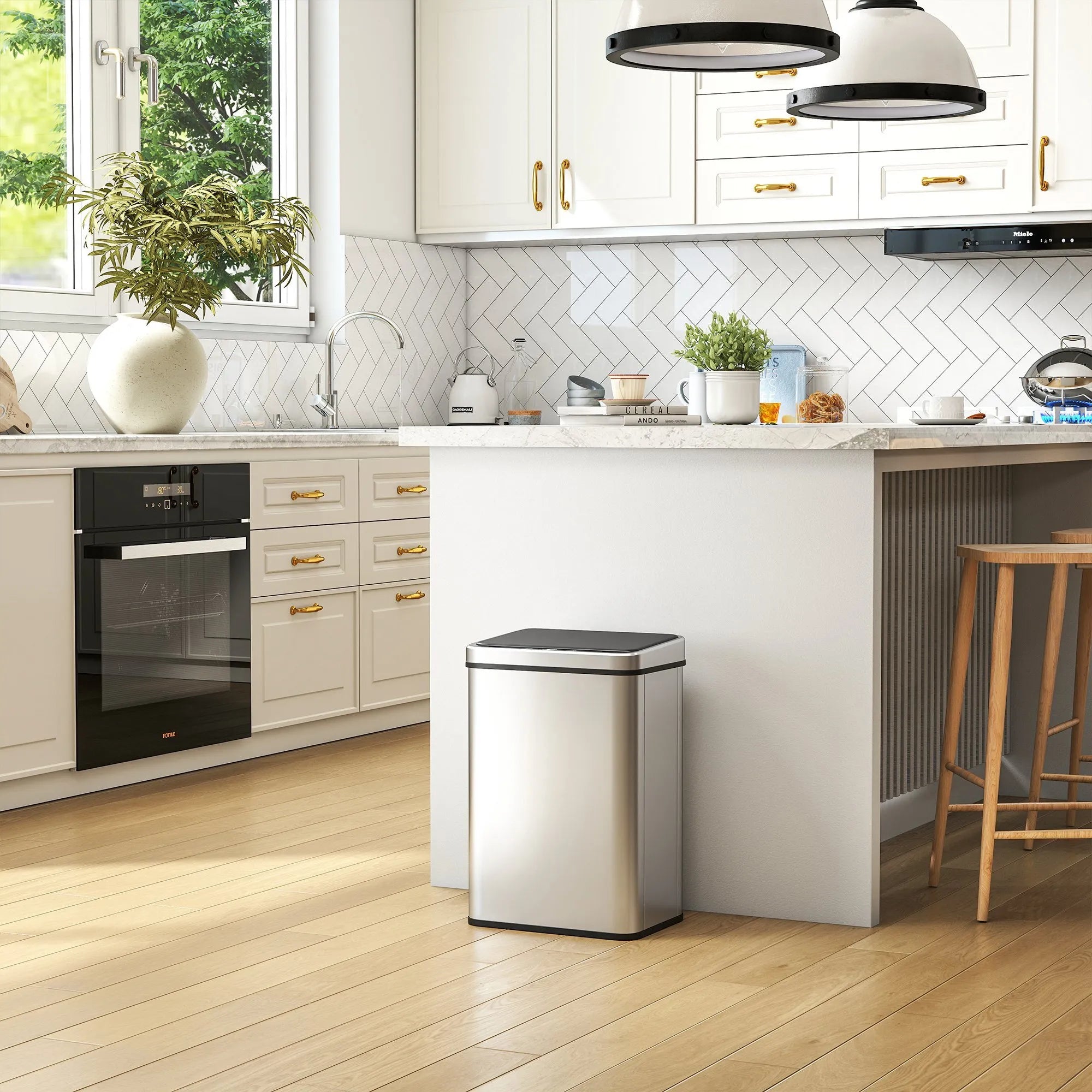 Sensorinė šiukšliadėžė automatinė, 40L, sidabrinė