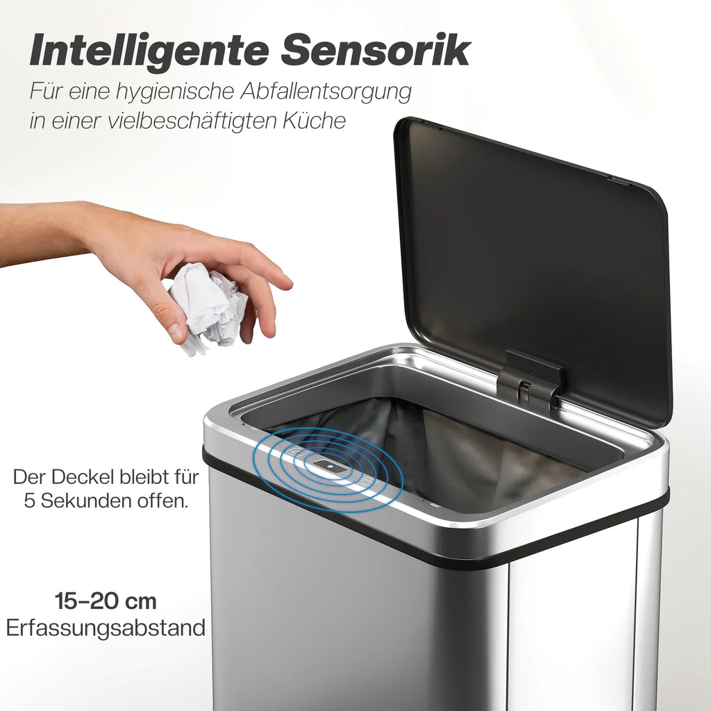 Sensorinė šiukšliadėžė automatinė, 40L, sidabrinė
