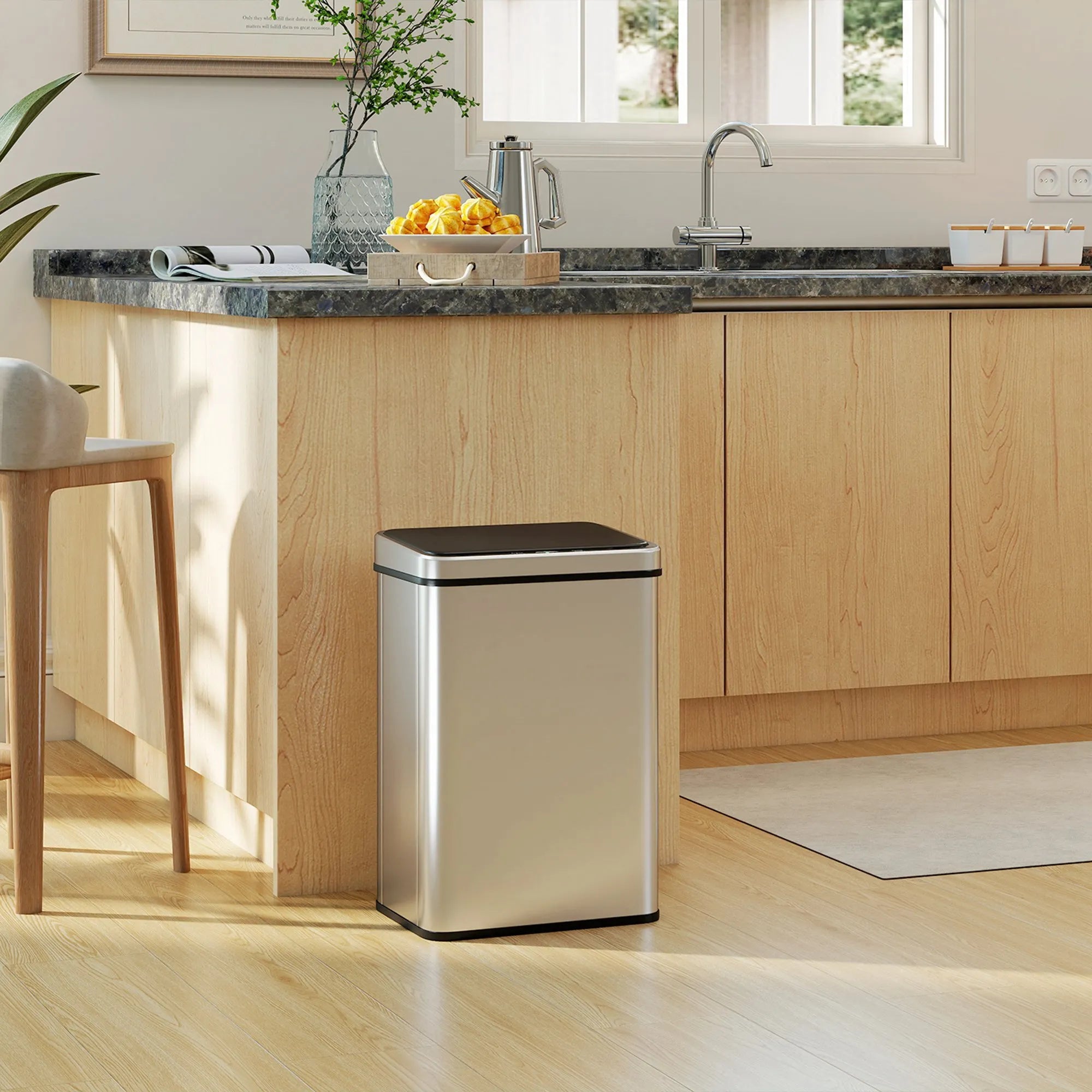 Sensorinė šiukšliadėžė automatinė, 40L, sidabrinė