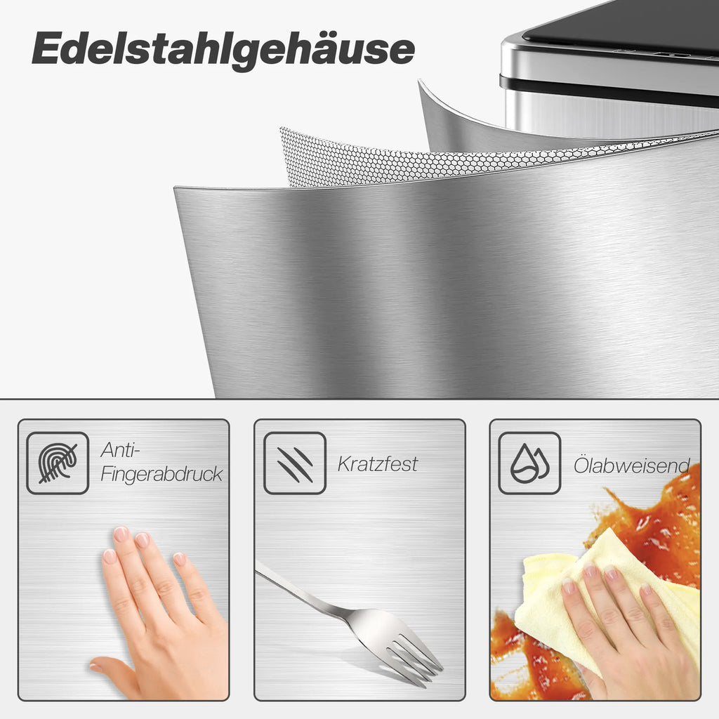 Sensorinė šiukšliadėžė automatinė, 40L, sidabrinė