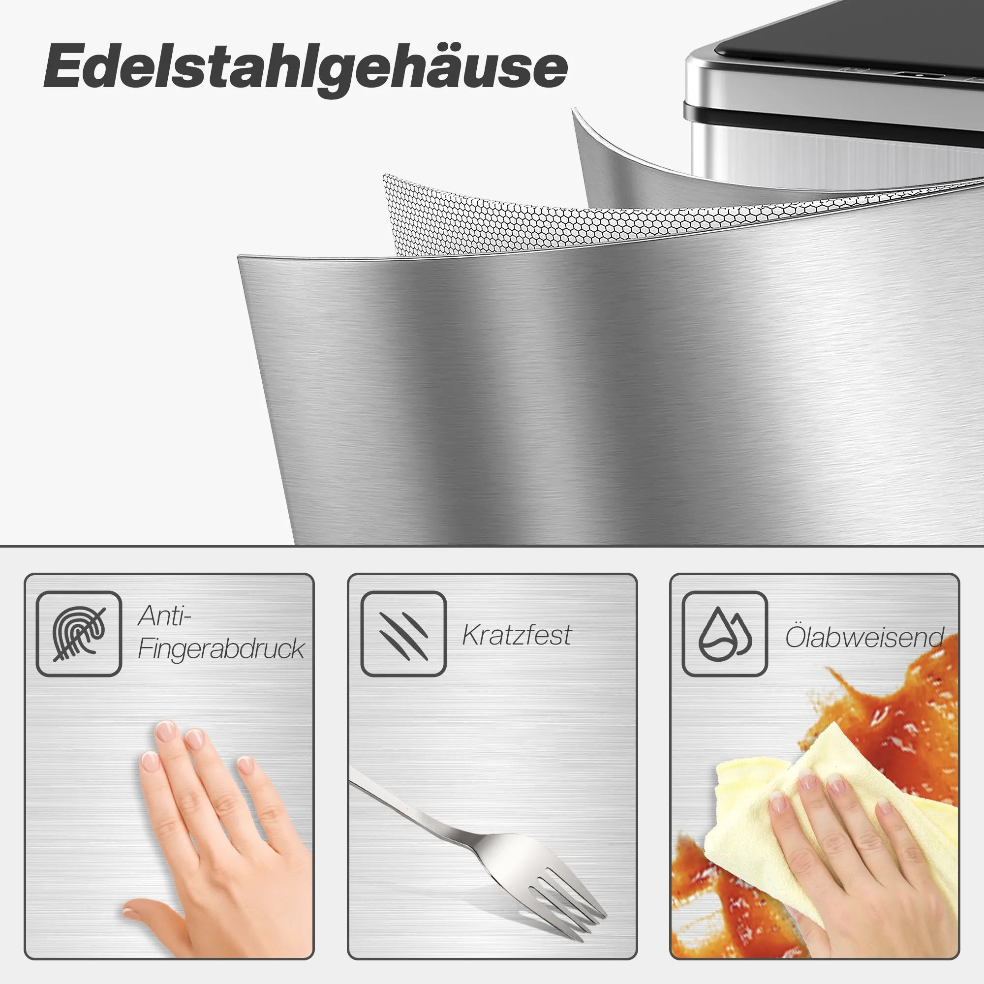 Sensorinė šiukšliadėžė automatinė, 40L, sidabrinė